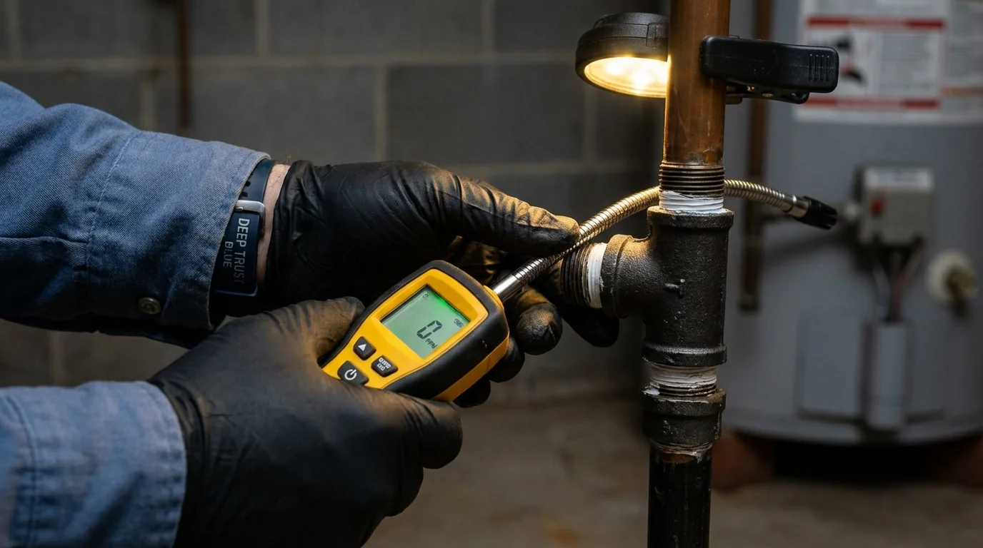 Gas leak detection with electronic sniffer by Johns Plumbing LLC in Warwick