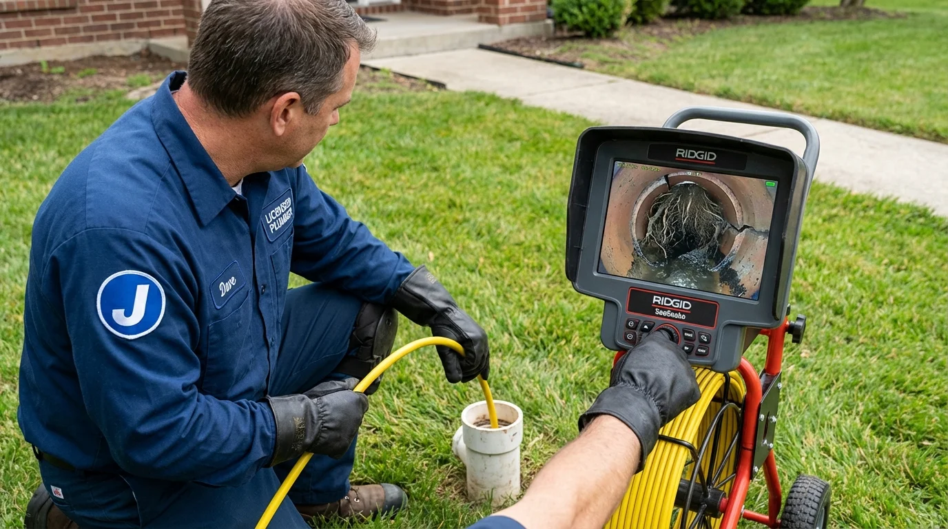 Sewer camera inspection being performed by Johns Plumbing LLC in Warwick